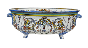 Gien Earthenware Planter in Renaissance Style, Early 20th Century