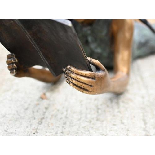 Lifesize Reading Boy and Girl Statues in Bronze, Set of 2 For Sale - Image 10 of 13