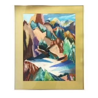 Original Pastel Mountain Scene Art Signed 'C. Lichtenstein' For Sale
