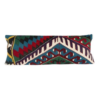 12"x35" Vintage Cushion Cover. Hand-Woven Kilim Pillowcase. Lumbar Pillow Cover For Sale
