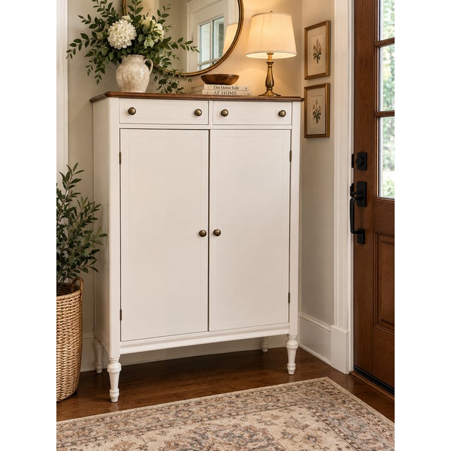 Vintage Refinished Wood Armoire With Fitted Drawers & Hanging Storage For Sale - Image 12 of 12