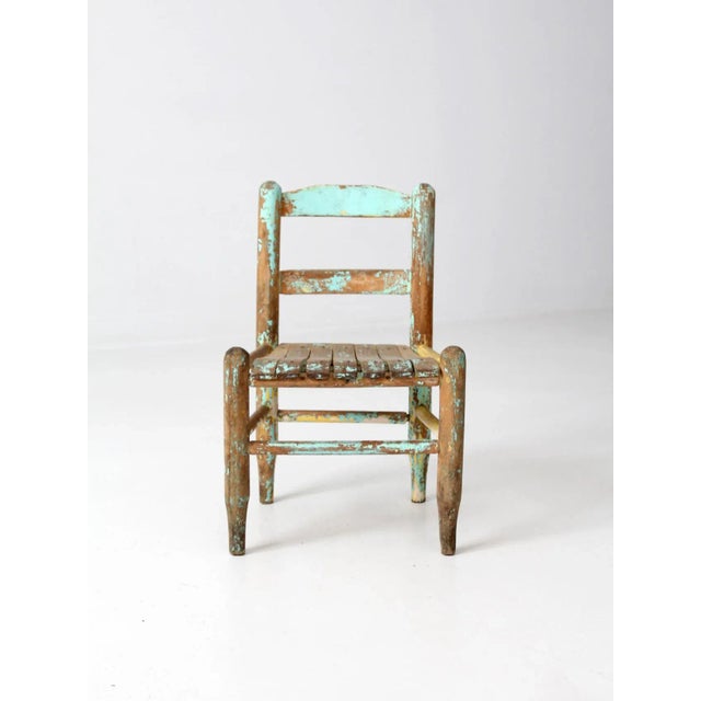 Farmhouse Vintage Wood Slat Children's Chair For Sale - Image 3 of 7