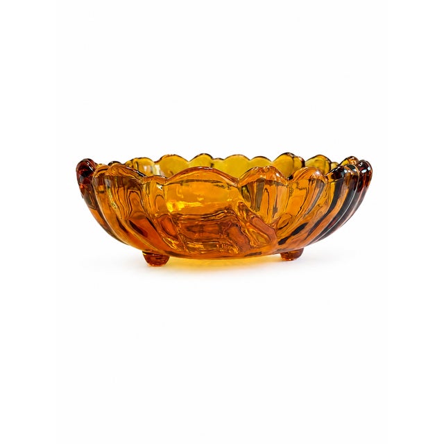 Amber Vintage Amber Sunflower Footed Glass Bowl, Attributed to Indiana Glass For Sale - Image 8 of 8
