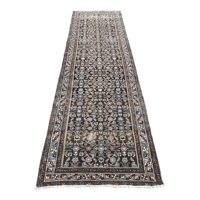 1920s Vintage Handmade Persian Nomadic Chocolate Brown Persian Rug For Sale