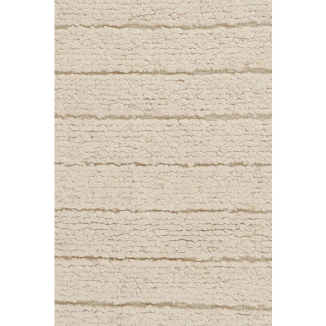 Contemporary Rug & Kilim’s Textural Kilim Rug in Cream and White High-Low Stripes - 13x18 For Sale - Image 3 of 7