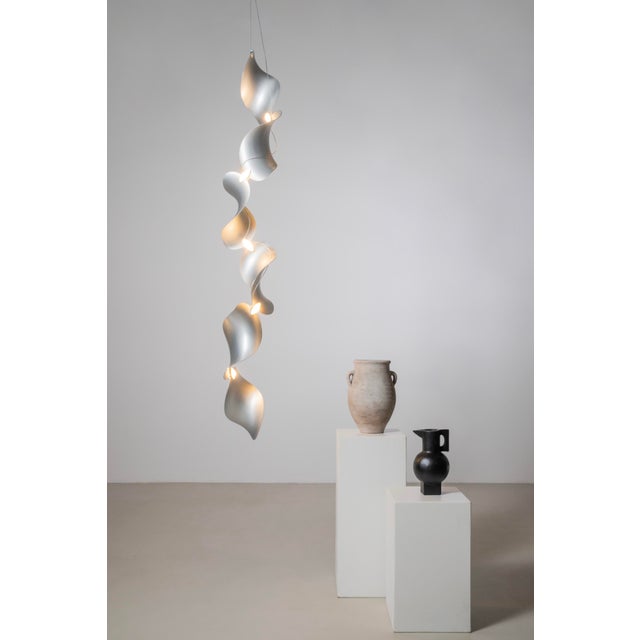 Contemporary Dune 6 Vertical Line Light with Silver Hand Polished Shades by Daniel Becker for Moss Objects For Sale - Image 3 of 7