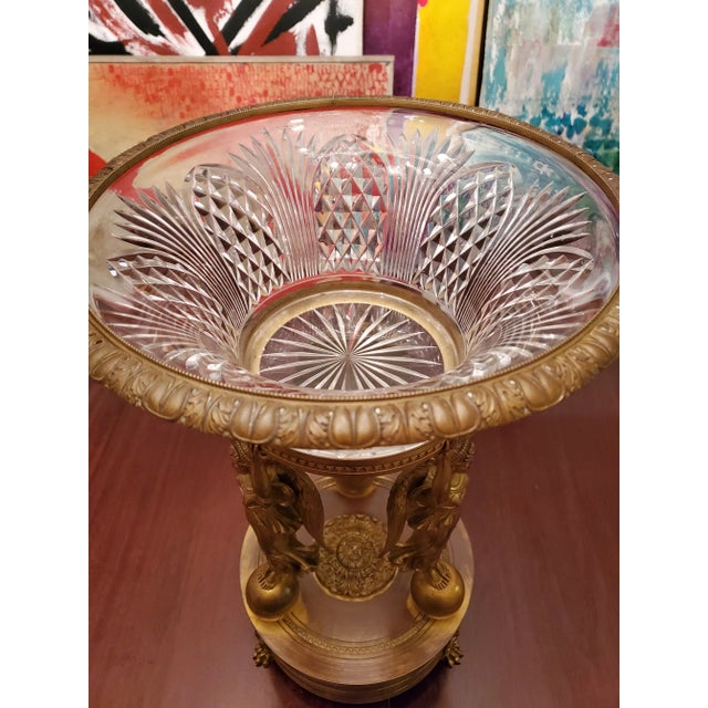 Metal Antique French Empire Napoleon Crystal Bronze Massive Centerpiece For Sale - Image 7 of 7