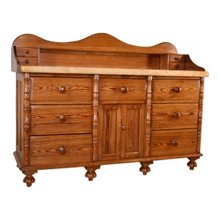 19th Century Pitch Pine Sideboard With Sycamore Top For Sale