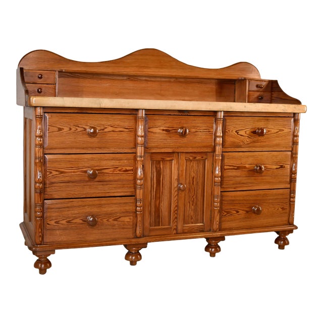 19th Century Pitch Pine Sideboard With Sycamore Top Chairish