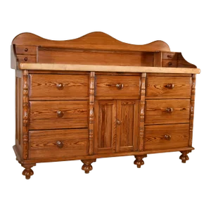19th Century Pitch Pine Sideboard With Sycamore Top