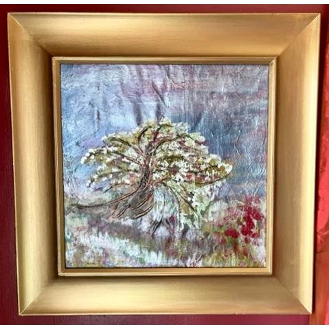 Abstract "Tree on the Hill I" Contemporary Abstract Naturalism Series Painting by Ron Curlee, Framed For Sale - Image 3 of 3