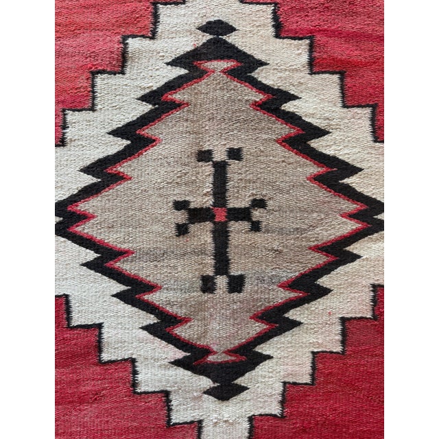 Authentic Navajo Rug c.1920 – Handwoven Native American Textile Geometric Design For Sale - Image 10 of 18