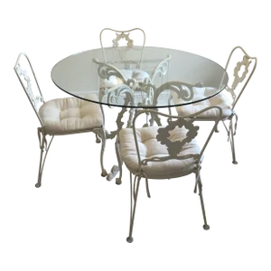 Hollywood Regency Iron Table and Four Chairs