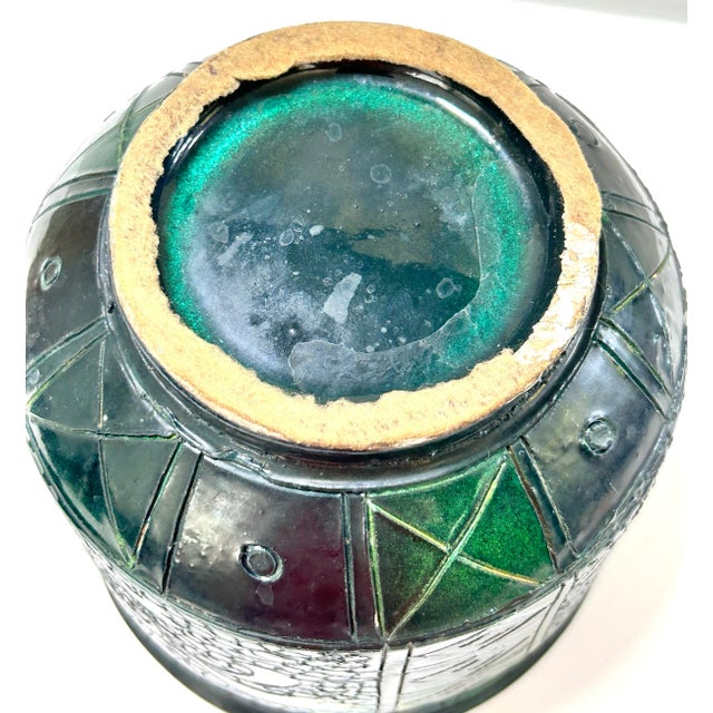 Vintage Raku Peacock Planter – Arts & Crafts Ceramic Planter – Sculptural Garden Pot For Sale - Image 9 of 9