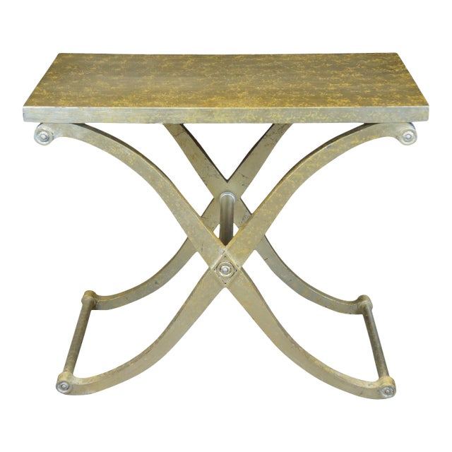 Vintage Neoclassical Style X Base Console Table For Sale