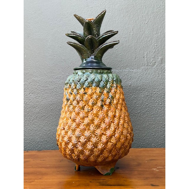 Burnt Orange Vintage Hilario Alejo Madrigal Terracotta Pineapple Jar For Sale - Image 8 of 12