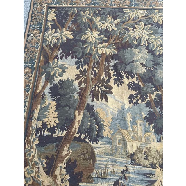 Vintage French Aubusson Style Jacquard Verdure Tapestry, 1970s For Sale - Image 6 of 18