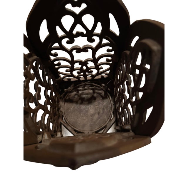 Pair of Heavy Vintage Cast Iron Gothic Cathedral Candle Holders For Sale - Image 10 of 12
