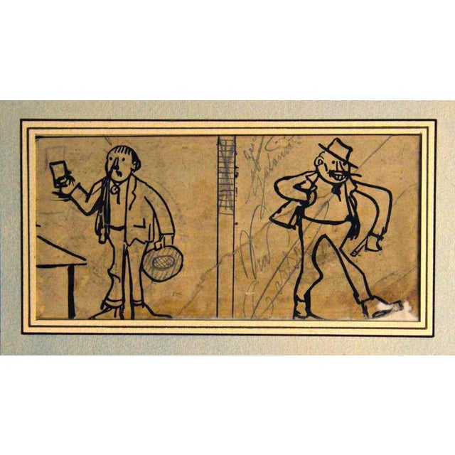 Gabriele Galantara, Characters, 1907, Ink and Pencil on Paper For Sale