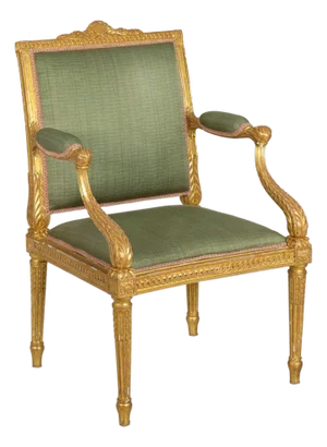 French Louis XVI Period Carved Giltwood Arm Chair Fauteuil Ca. 1775