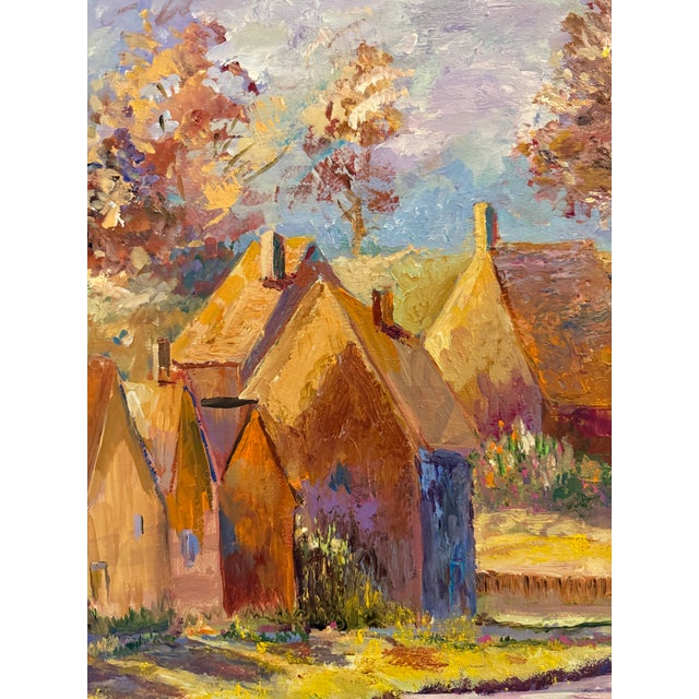 "Rural Village Landscape" Oil on Canvas by Marion Saltzman For Sale In Miami - Image 6 of 12