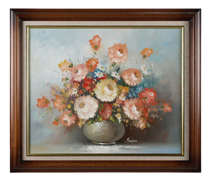 Edmond Sanders, Vase with Flowers, 1950s, Oil on Canvas, Framed
