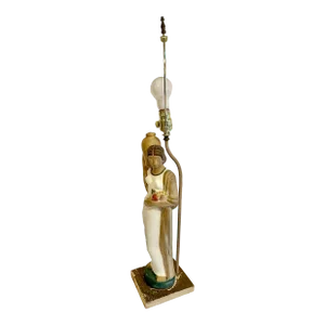 Early 20th Century Meso-American Figural Water Carrier Table Lamp With Dimmer Switch