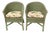 Late 20th Century Pair of Hollywood Production Sage Green Wicker Tub Armchairs For Sale
