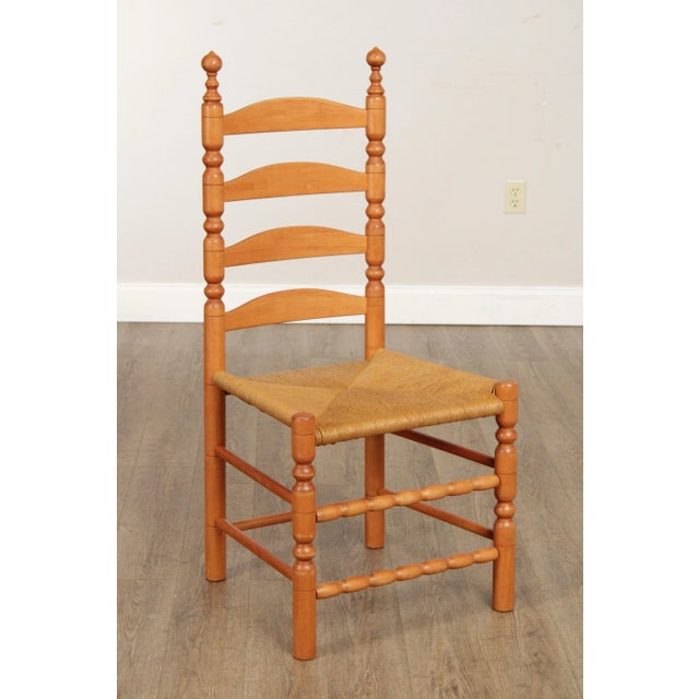 High Quality American Made Maple Turned Ladderback Side Dining Chair with Woven Rush Seat