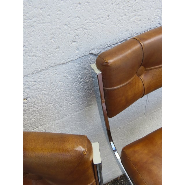 Retro Mid Century Modern Swivel Vinyl and Chrome Barstools a Set of Three 6373 For Sale - Image 13 of 17