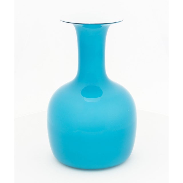 Turquoise Kastrup Holmegaard Turquoise Blue Glass Vases, 2 For Sale - Image 8 of 10