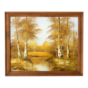 George Whitman Original Oil Painting - Fall Birch Landscape