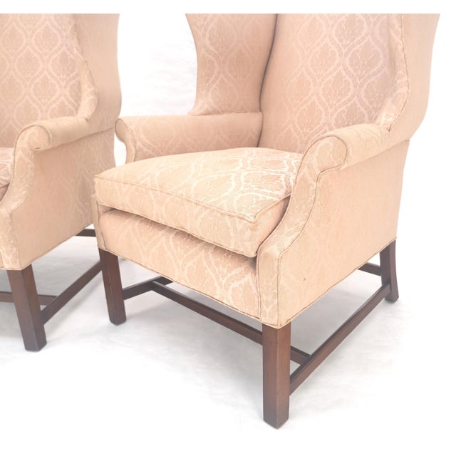 Pair of Kittinger Style Tall Wingback Chairs Mint Frames as is Upholstery For Sale - Image 14 of 15
