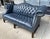 English Vintage Blue Leather Camelback Chesterfield Sofa For Sale - Image 3 of 18