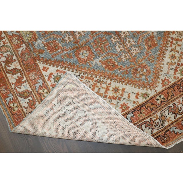 Early 20th Century Malayer Orange Blue Corridor Rug - 5'2" x 17'2" For Sale - Image 4 of 11