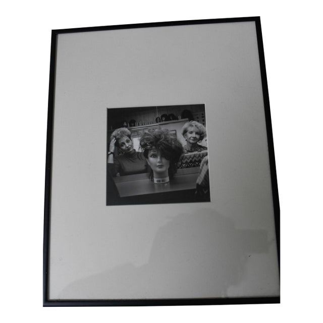 1990s Framed Washington DC Wig Shop Black and White Silver Gelatin Photograph For Sale