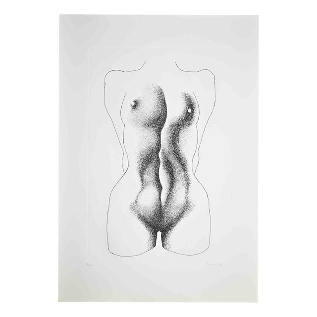 Giacomo Porzano, Nude, Etching, 1972 For Sale