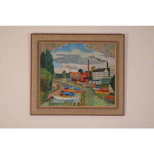 Mid-Century Modern John Carlson, Motif from Sundbyberg, 1975, Oil on Panel, Framed For Sale - Image 3 of 18