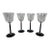Set of 4 Discontinued Sasaki Tucano Black Stem Gold Accent Lead Crystal Wine Glasses Japan For Sale