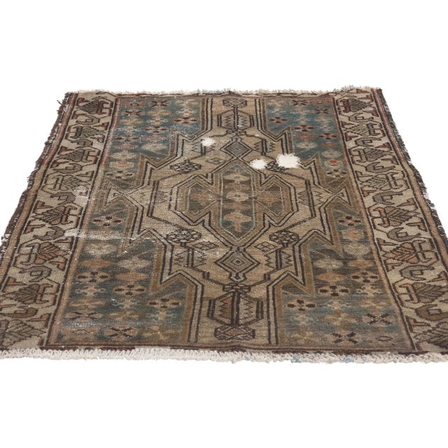 Tribal Early 20th Century Antique Worn Persian Hamadan Rug, 02'06 X 03'06 For Sale - Image 3 of 10