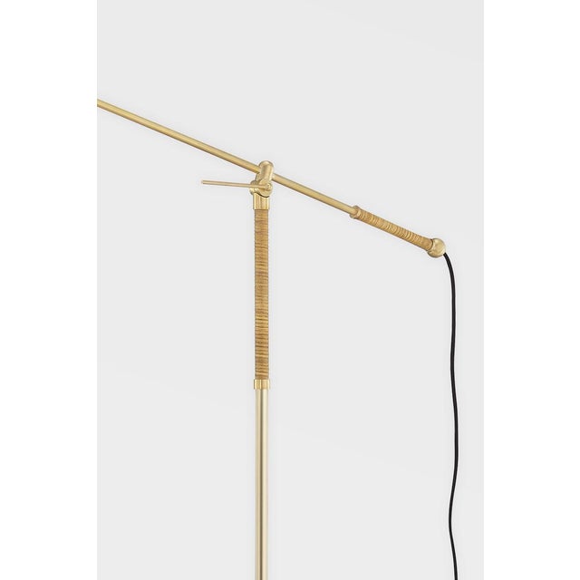 Hudson Valley Lighting Hudson Valley Lighting Mark D. Sikes Dorset Brass and Rattan 1-Light Floor Lamp For Sale - Image 4 of 6