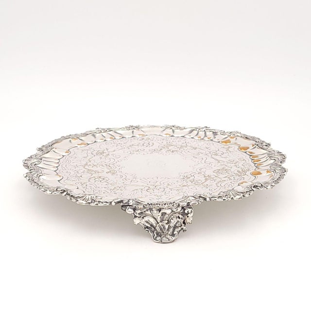A late Georgian English Sheffield plate footed salver, circa 1830.