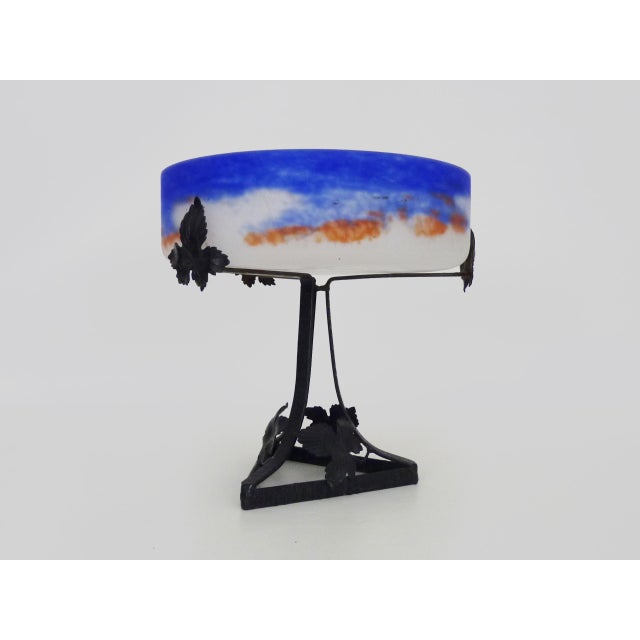 Art Nouveau Centerpiece in Glass Paste and Wrought Iron from Verrerie d'Art Degué, 1920s For Sale - Image 3 of 10