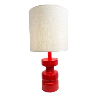 Mid-Century Red Ceramic Table Lamp, 1970s For Sale