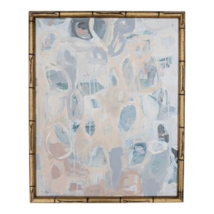 Original Abstract Expressionist Painting Signed in Gilded Gold Bamboo Frame
