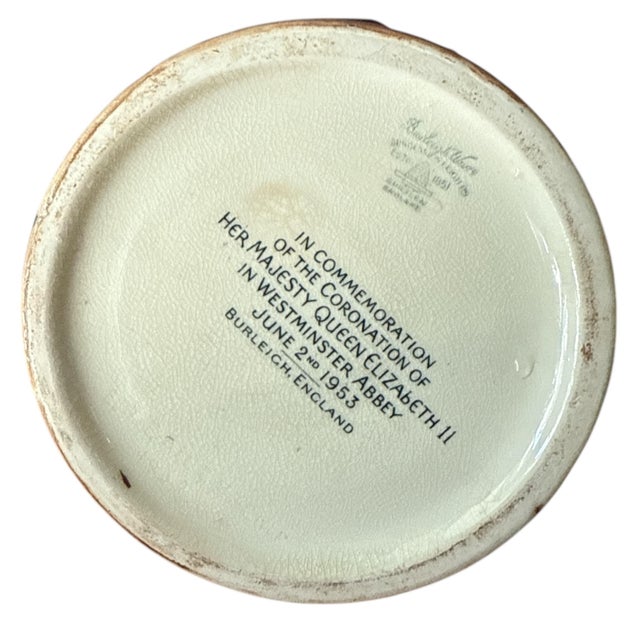 Vintage Burleigh Ware Coronation Jug — Queen Elizabeth II Commemorative Relief Pitcher — 8.5” For Sale - Image 10 of 11
