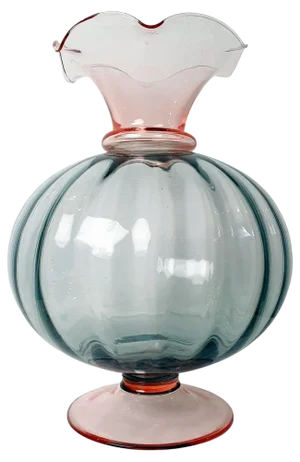 Large Pink and Gray Murano Glass Vase, 1980s