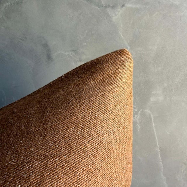 Mid-Century Modern Belgian Linen Euro Pillow in Havane Brown Black and Oat Cover With Insert For Sale - Image 3 of 6