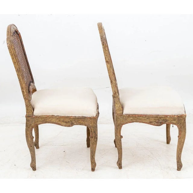 18th Century French Provincial Painted Wood Side Chairs, Pair For Sale - Image 5 of 6