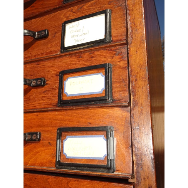 Wood Antique 79" English Notary 18 Drawers File Cabinet For Sale - Image 7 of 12